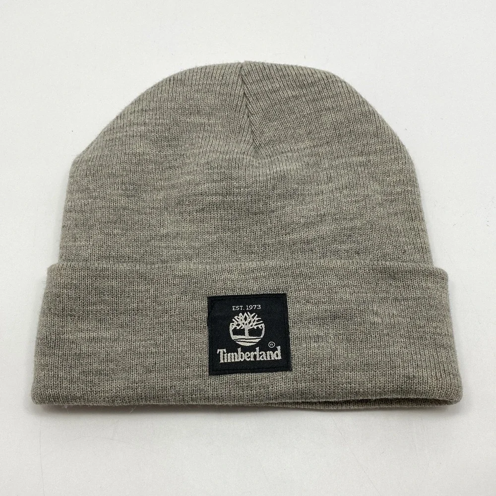 New Timberland Gray‎ Cuffed Knit Beanie Ski Snowboard Hat Outdoor Hiking Cap NWT